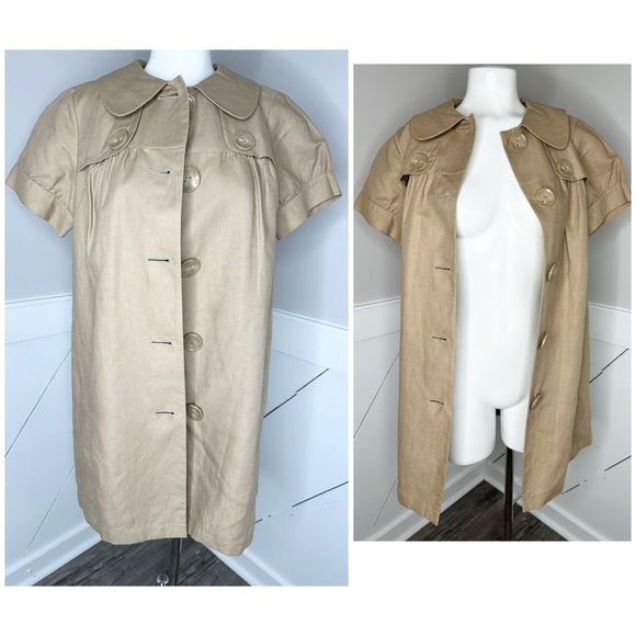 AXCESS LIZ CLAIBORNE TAN LINEN JACKET MEDIUM - Picture 3 of 6